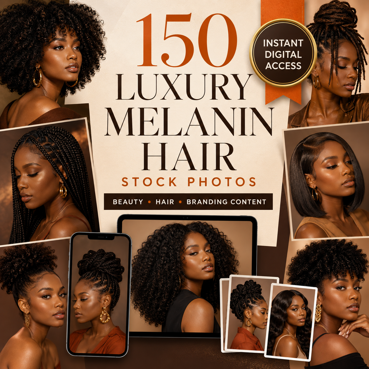 150 Luxury Melanin Hair Stock Photos Bundle