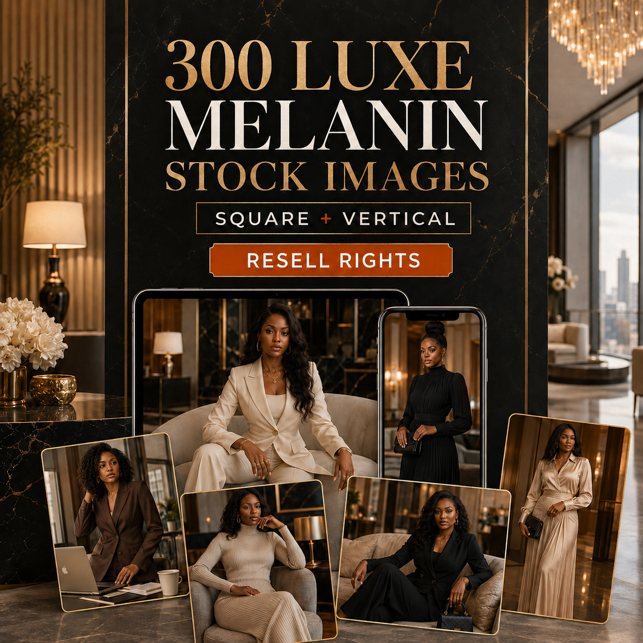 300 Luxe Melanin Stock Images – Resell Rights