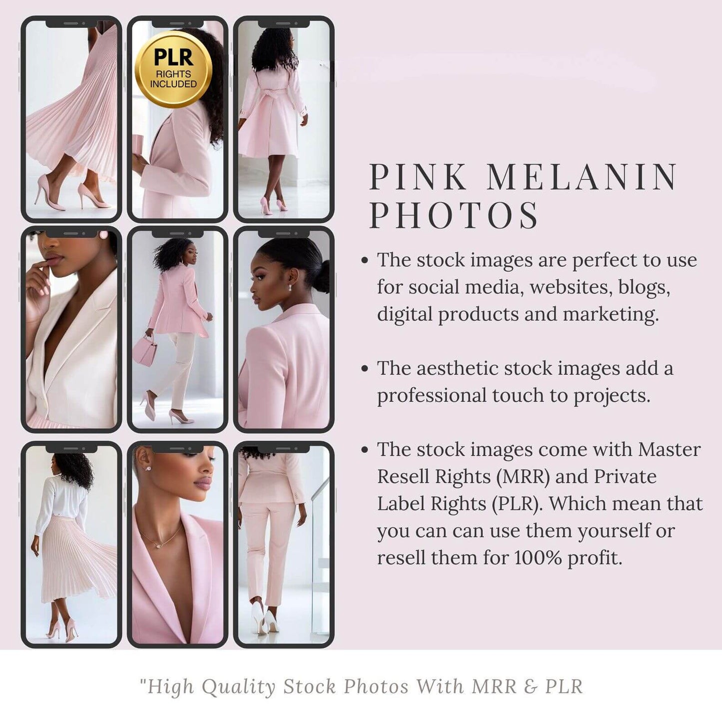 100 Pink Melanin Business Woman Stock Photos Bundle