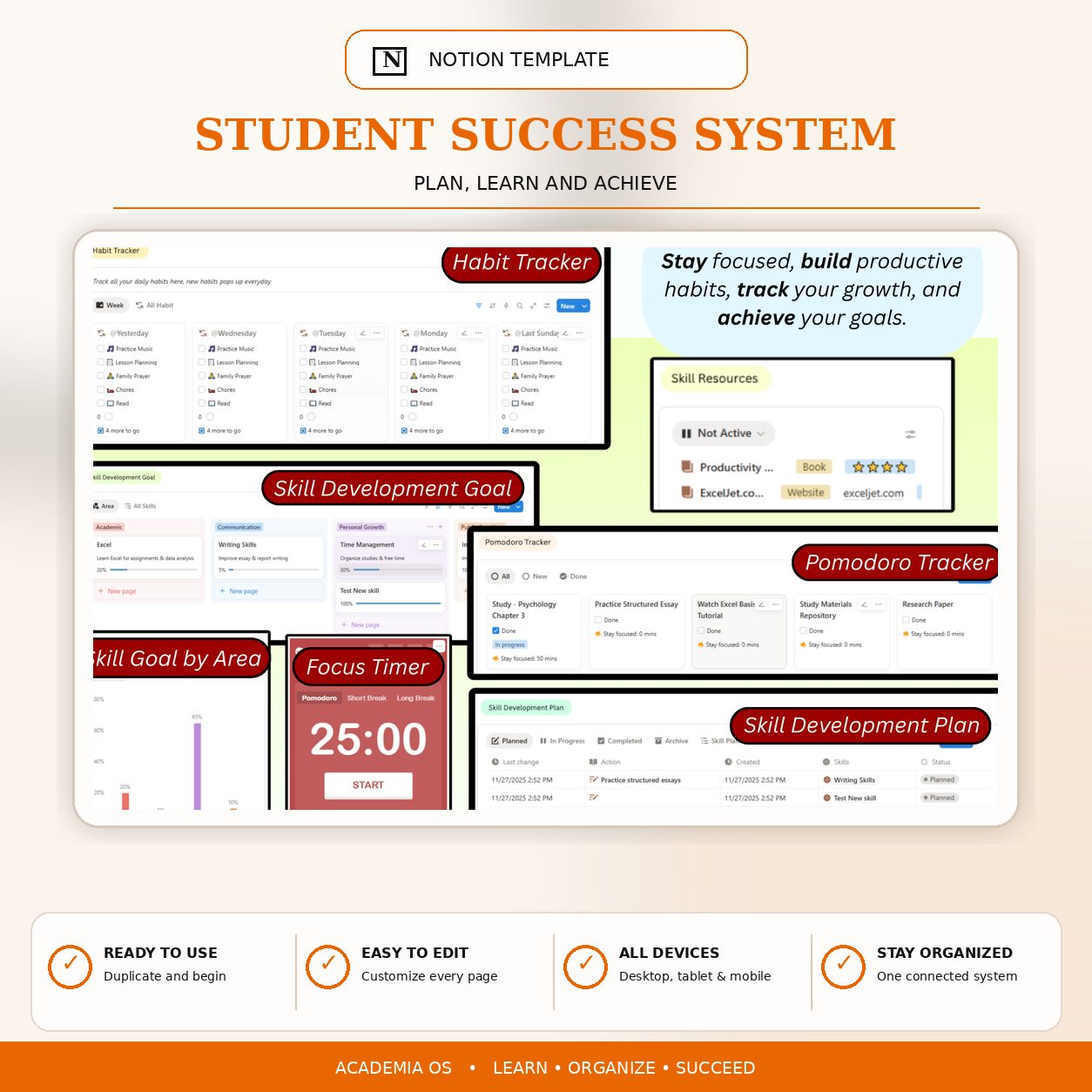 Academia OS Notion university planner product image 15