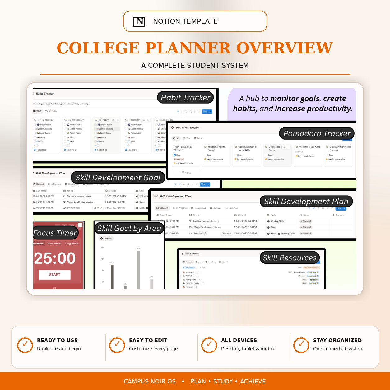 Campus Noir OS Notion college planner product image 14