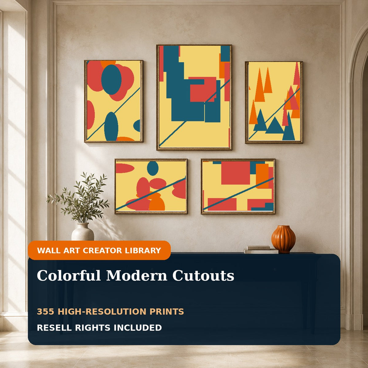 Colorful Modern Cutouts wall art bundle cover