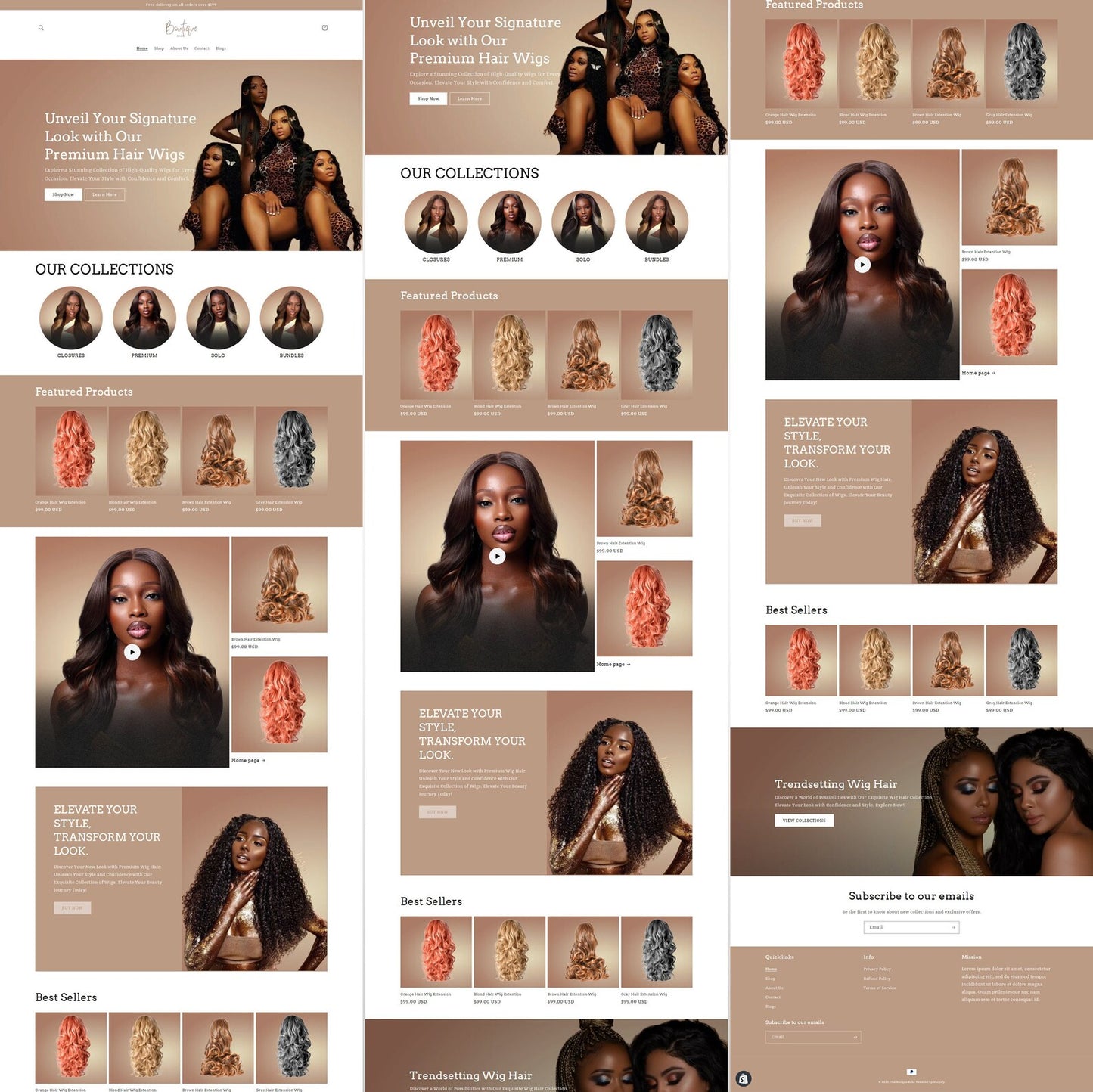 Shopify Wig Business Website Template