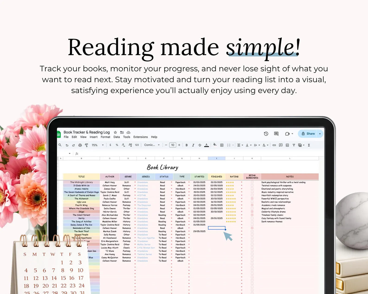 Book Tracker Spreadsheet Template