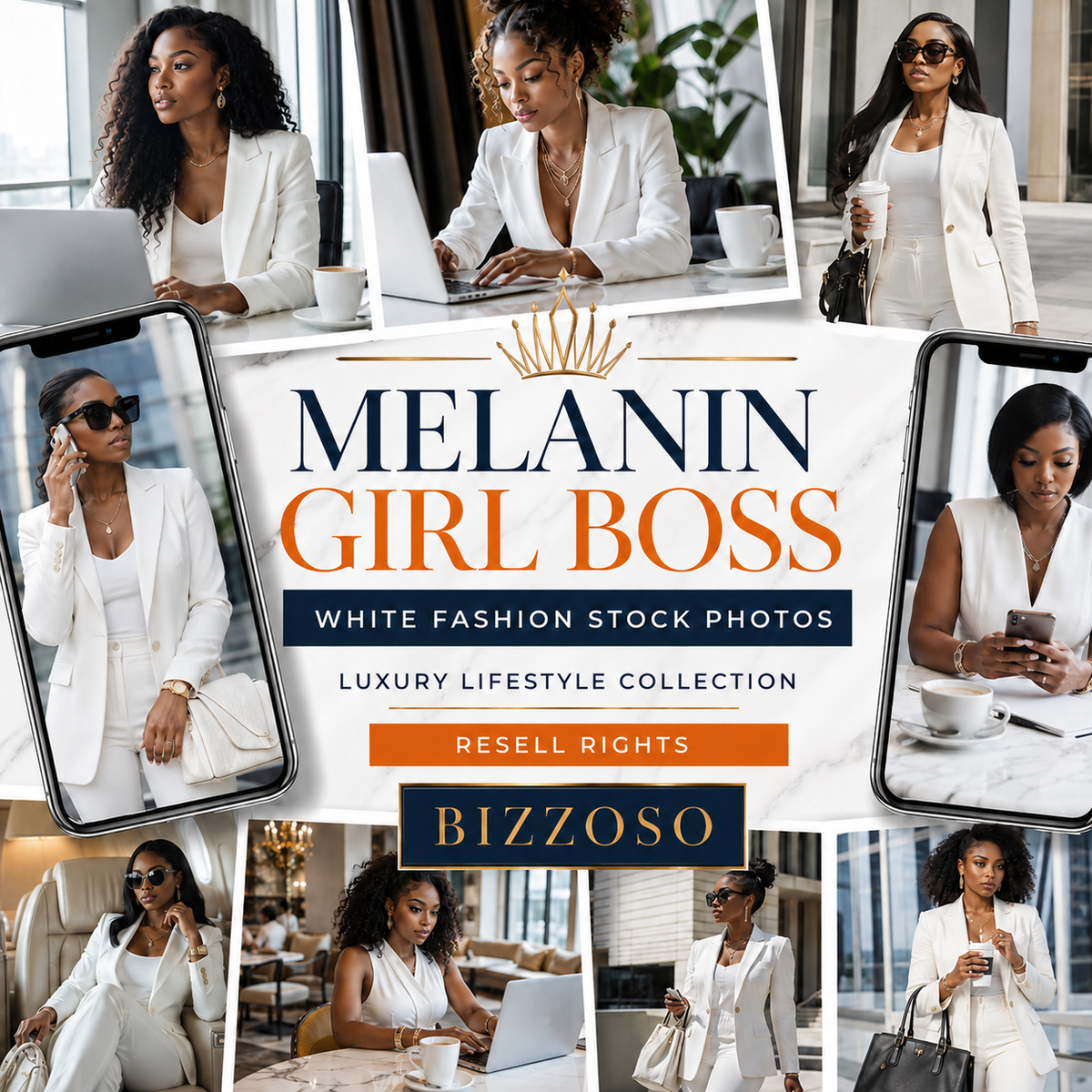 Melanin Girl Boss White Fashion Stock Photos – Resell Rights