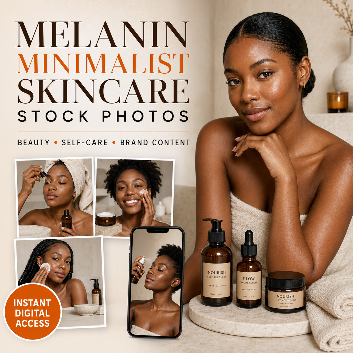 Melanin Minimalist Skincare Stock Photos