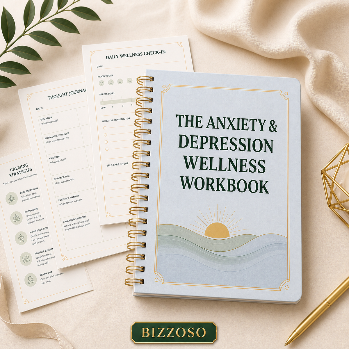 The Anxiety & Depression Wellness Workbook digital planner template