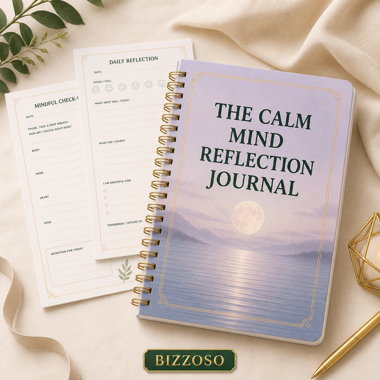 The Calm Mind Reflection Journal digital planner template