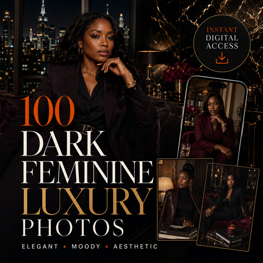 100 Dark Feminine Luxury Aesthetic Photo Bundle
