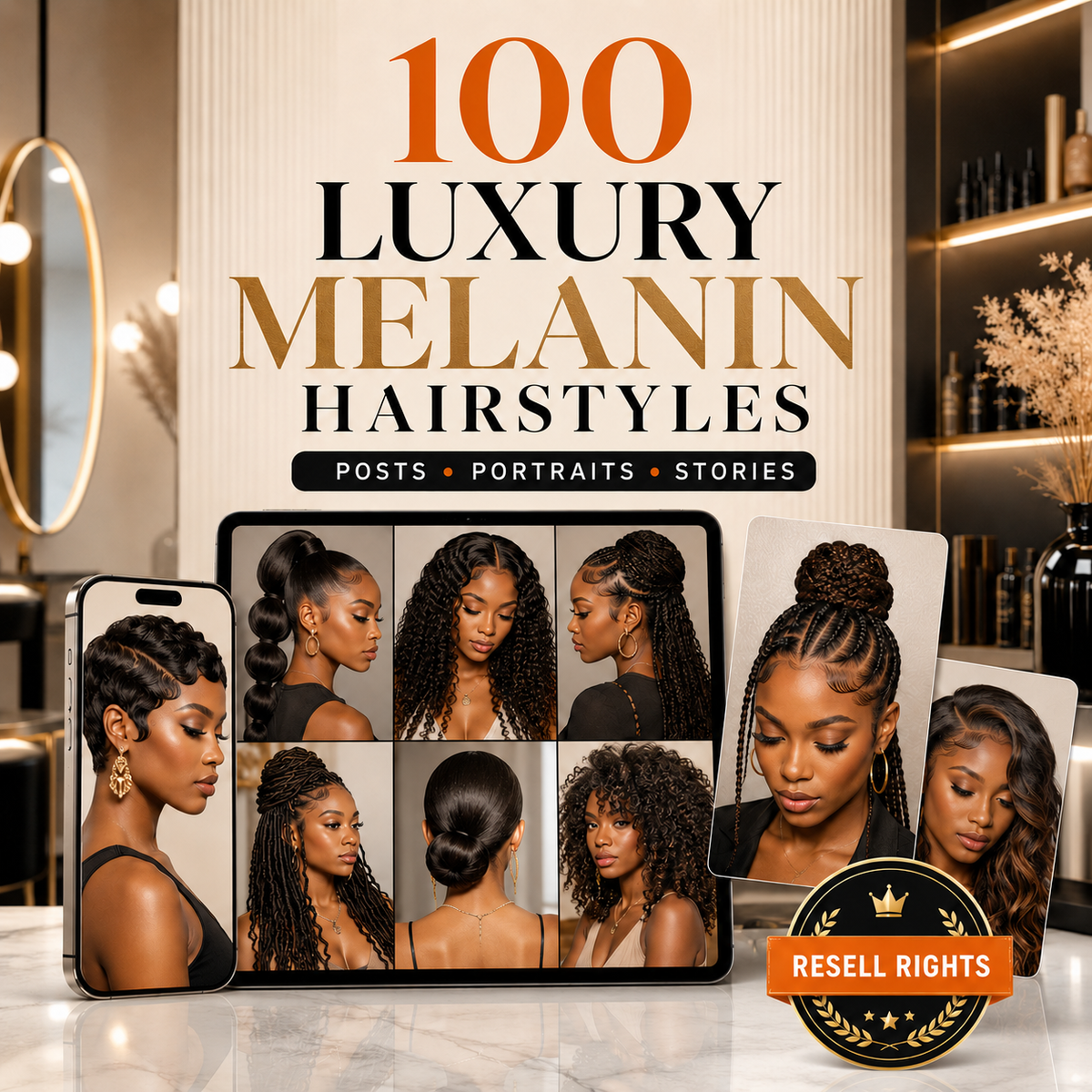 100 Luxury Melanin Hairstyles – Resell Rights
