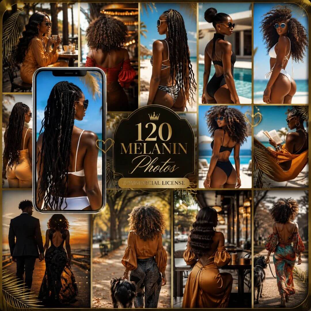 120+ Luxury Melanin Images for Instagram, Marketing & Content Creators (Resell Rights Included)