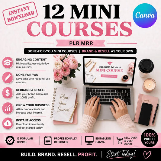 12 Ready-Made Video Courses with Resell Rights+ 17 Canva Templates