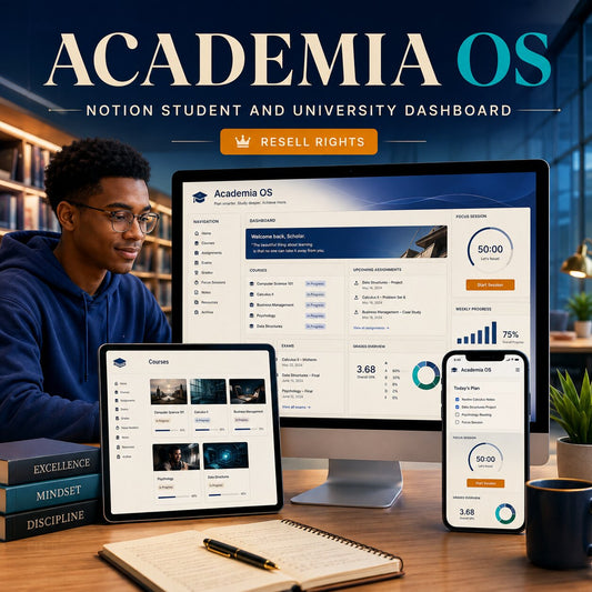 Academia OS | Notion Student and University Dashboard with resell rights