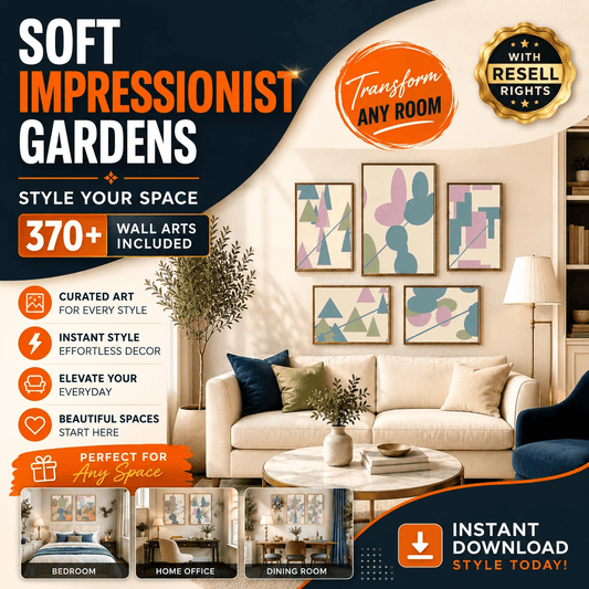 370 Soft Impressionist Gardens Wall Art With Resell Rights