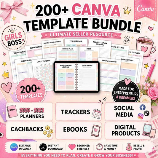 200+ Canva Templates Bundle with Resell Rights