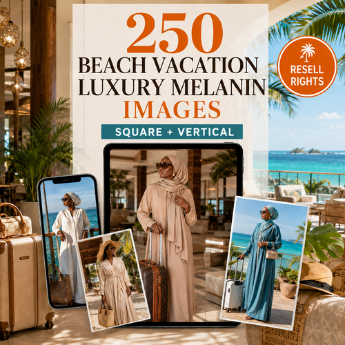250 Beach Vacation Luxury Melanin Images – Resell Rights