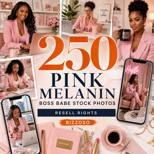 250 Pink Melanin Boss Babe Stock Photos – Resell Rights