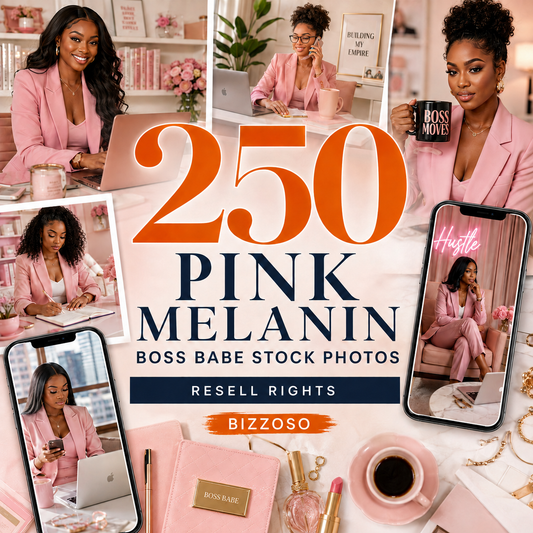 250 Pink Melanin Boss Babe Stock Photos – Resell Rights