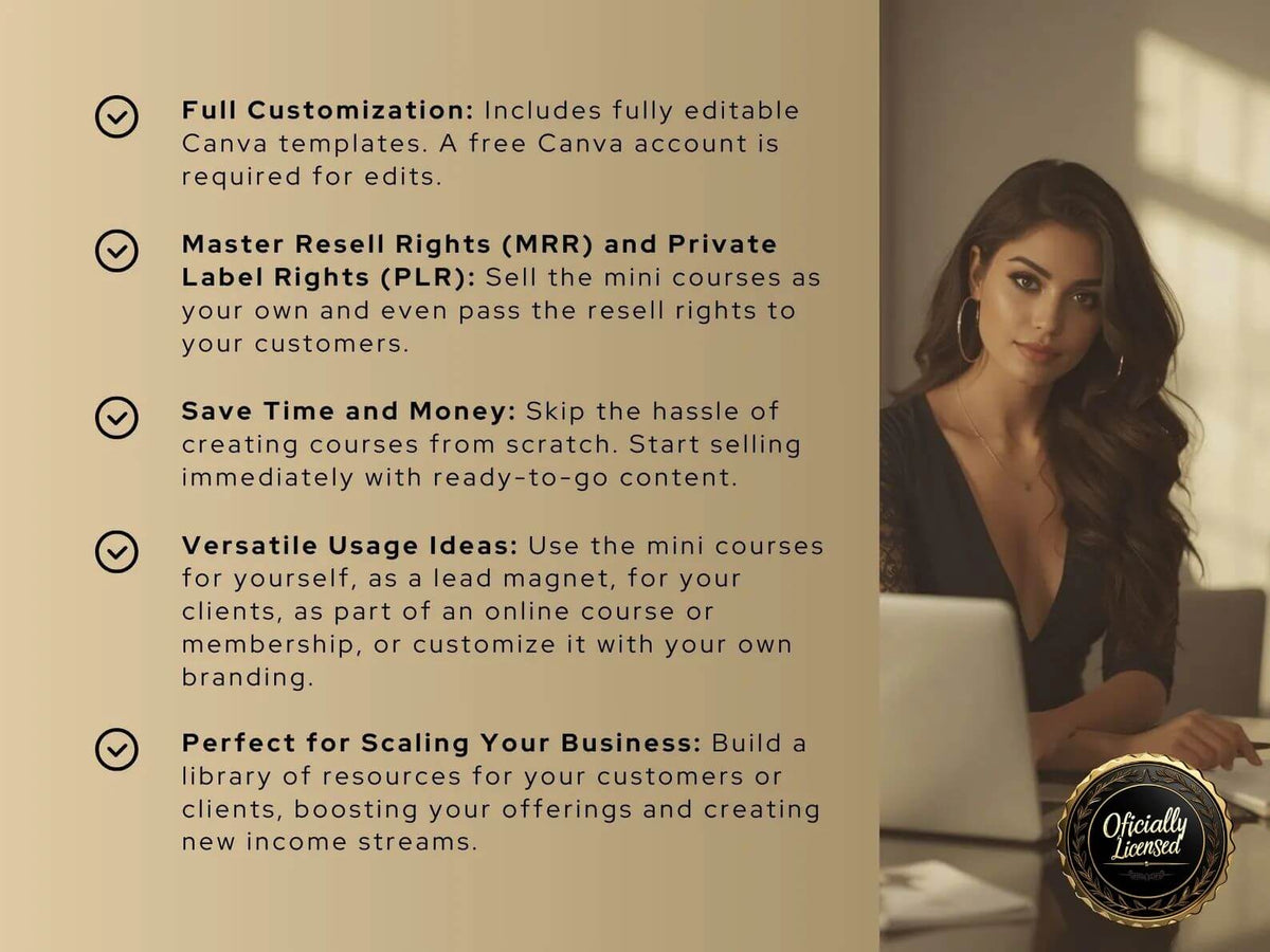 12 Ready-Made Video Courses with Resell Rights+ 17 Canva Templates