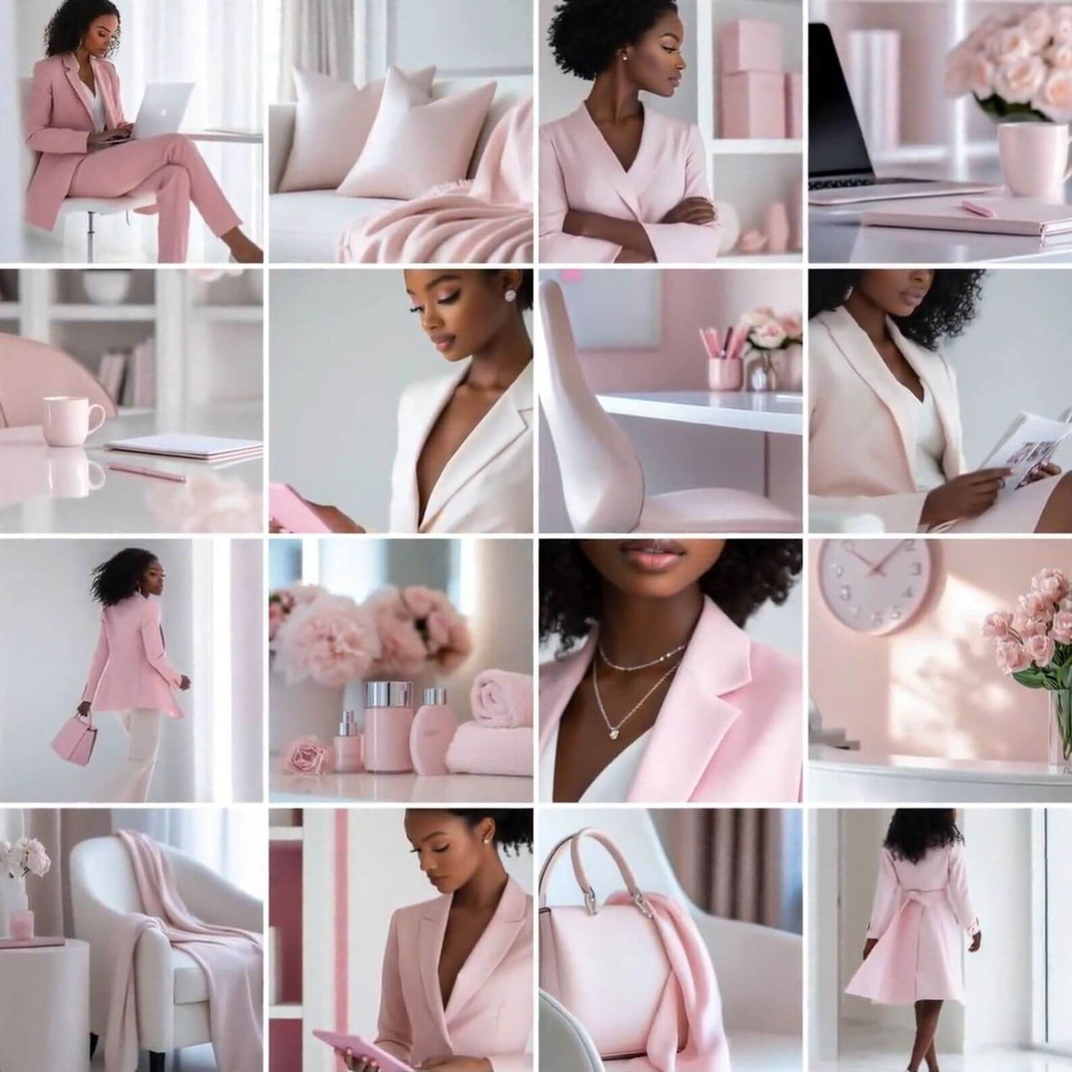 100 Pink Melanin Business Woman Stock Photos Bundle