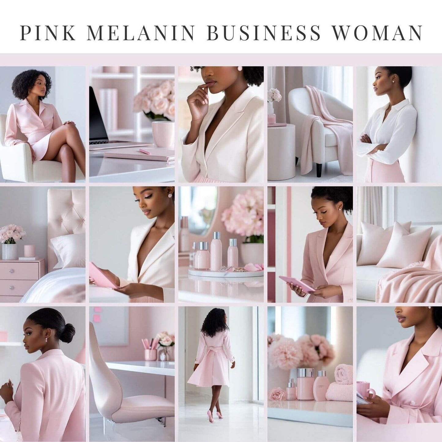 100 Pink Melanin Business Woman Stock Photos Bundle