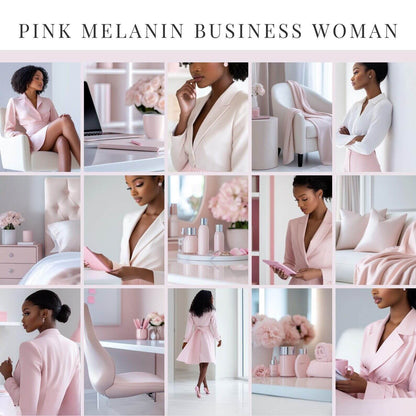 100 Pink Melanin Business Woman Stock Photos Bundle