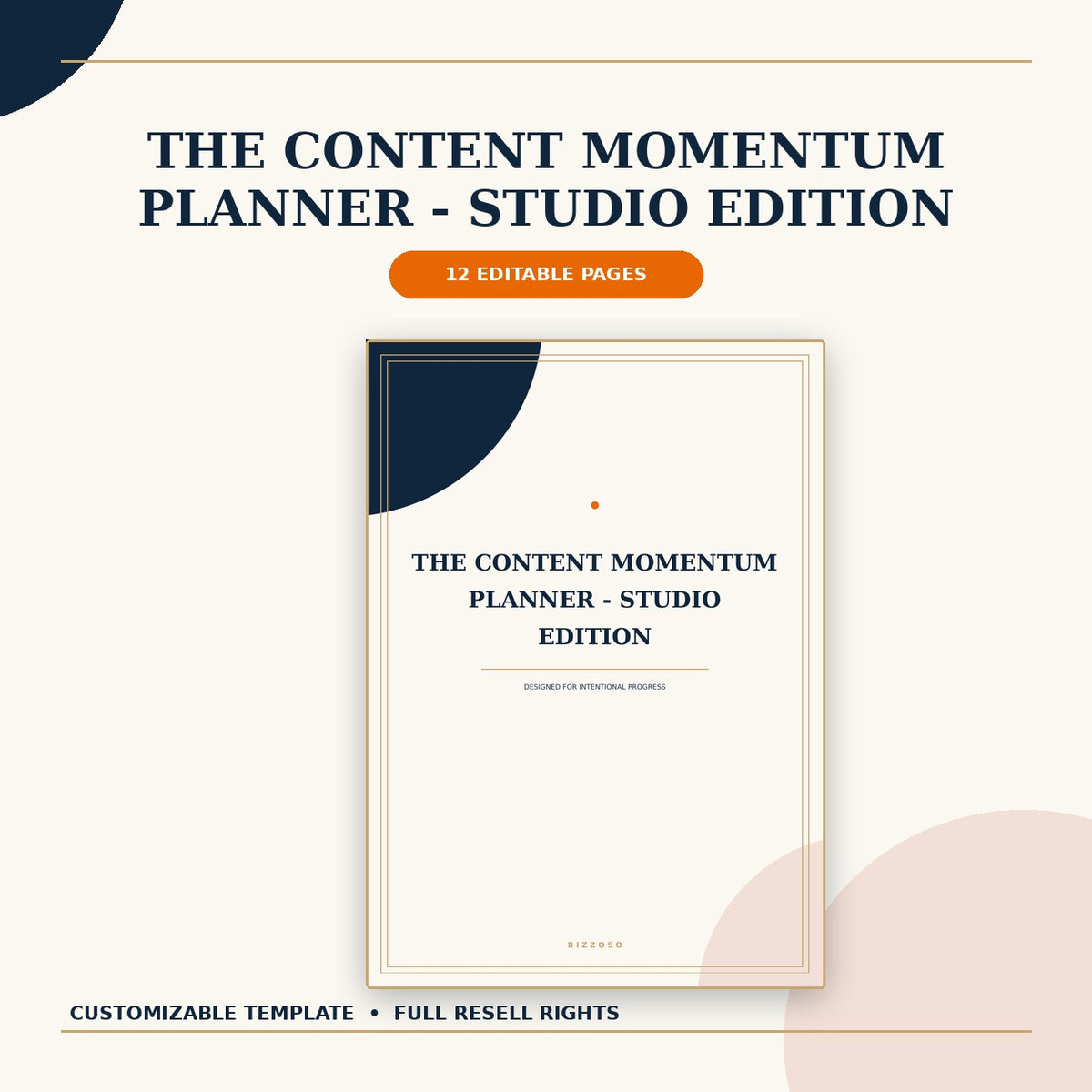 The Content Momentum Planner - Studio Edition customizable template with full resell rights