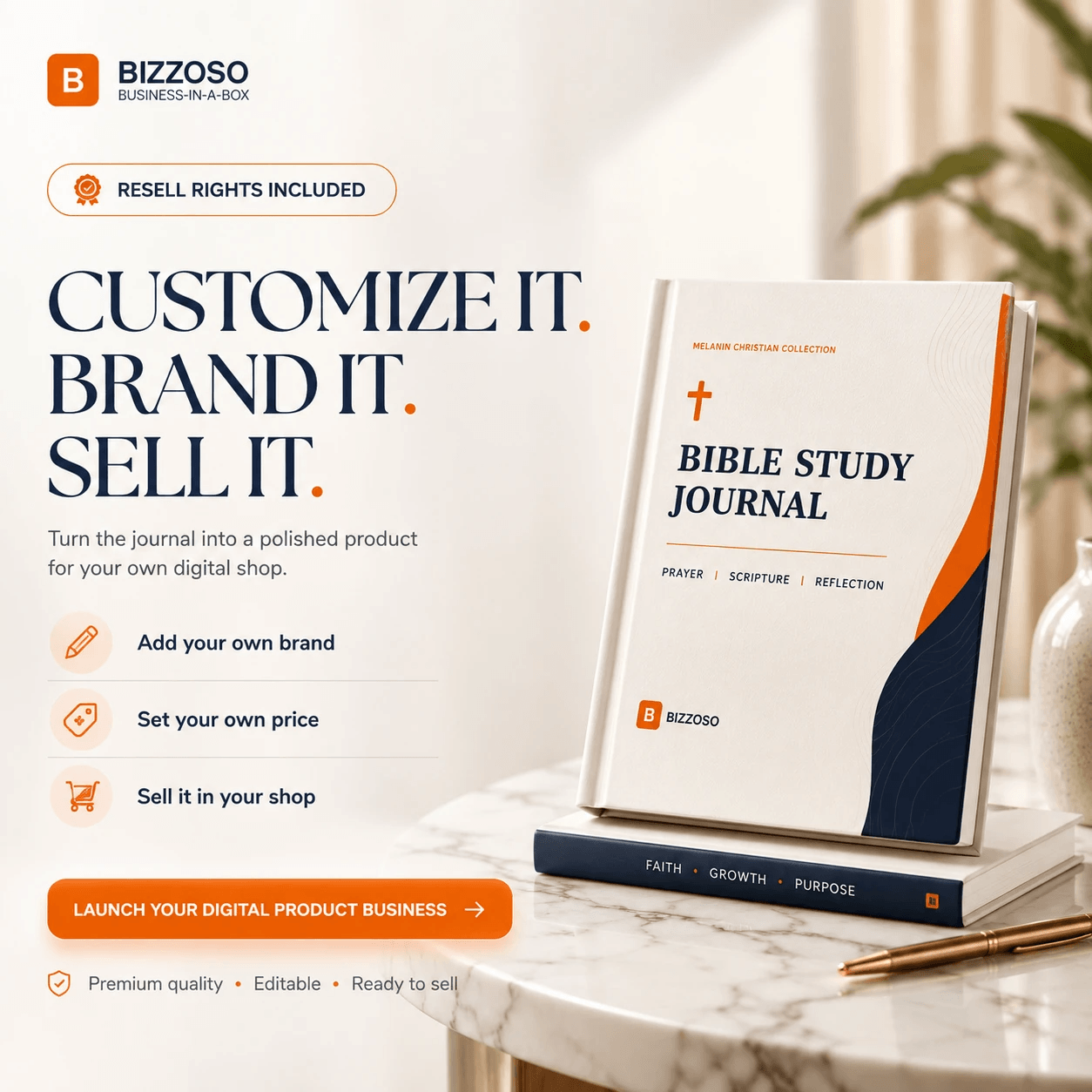 Melanin Bible Study Journal Bundle: 2027 Dated + Undated, Editable & Printable with Resell Rights
