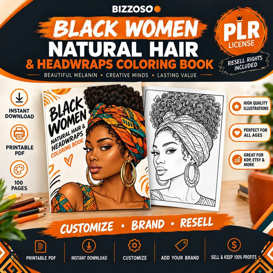 Black Girl Natural Hair and Headwraps Coloring Book - Resell Rights Included
