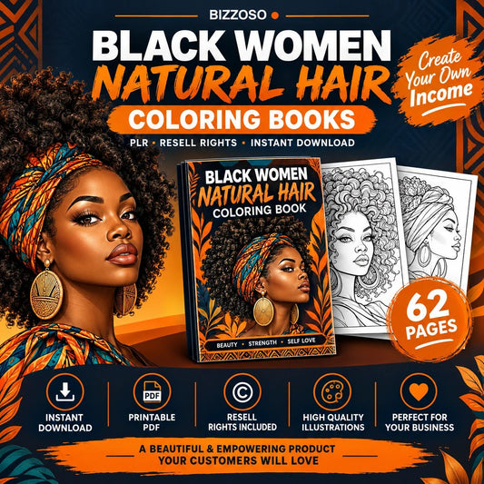 Black Girl Natural Hair Coloring Book - Resell Rights Included