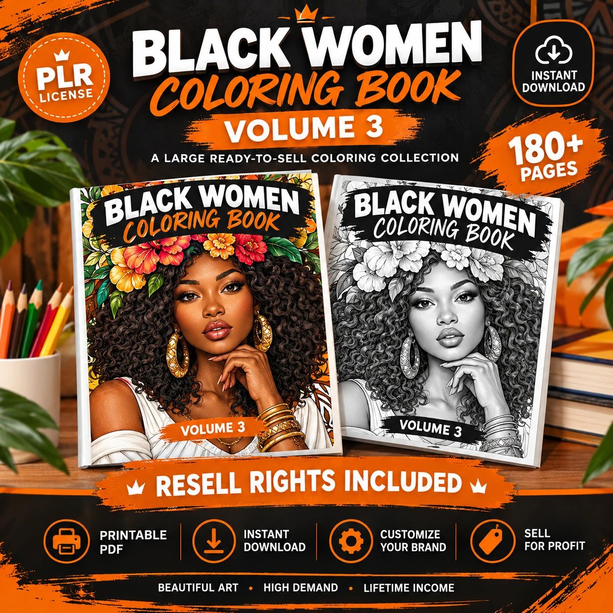 Black Girl Coloring Book Volume 3 - Resell Rights Included