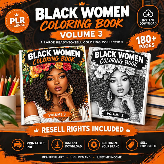 Black Girl Coloring Book Volume 3 - Resell Rights Included