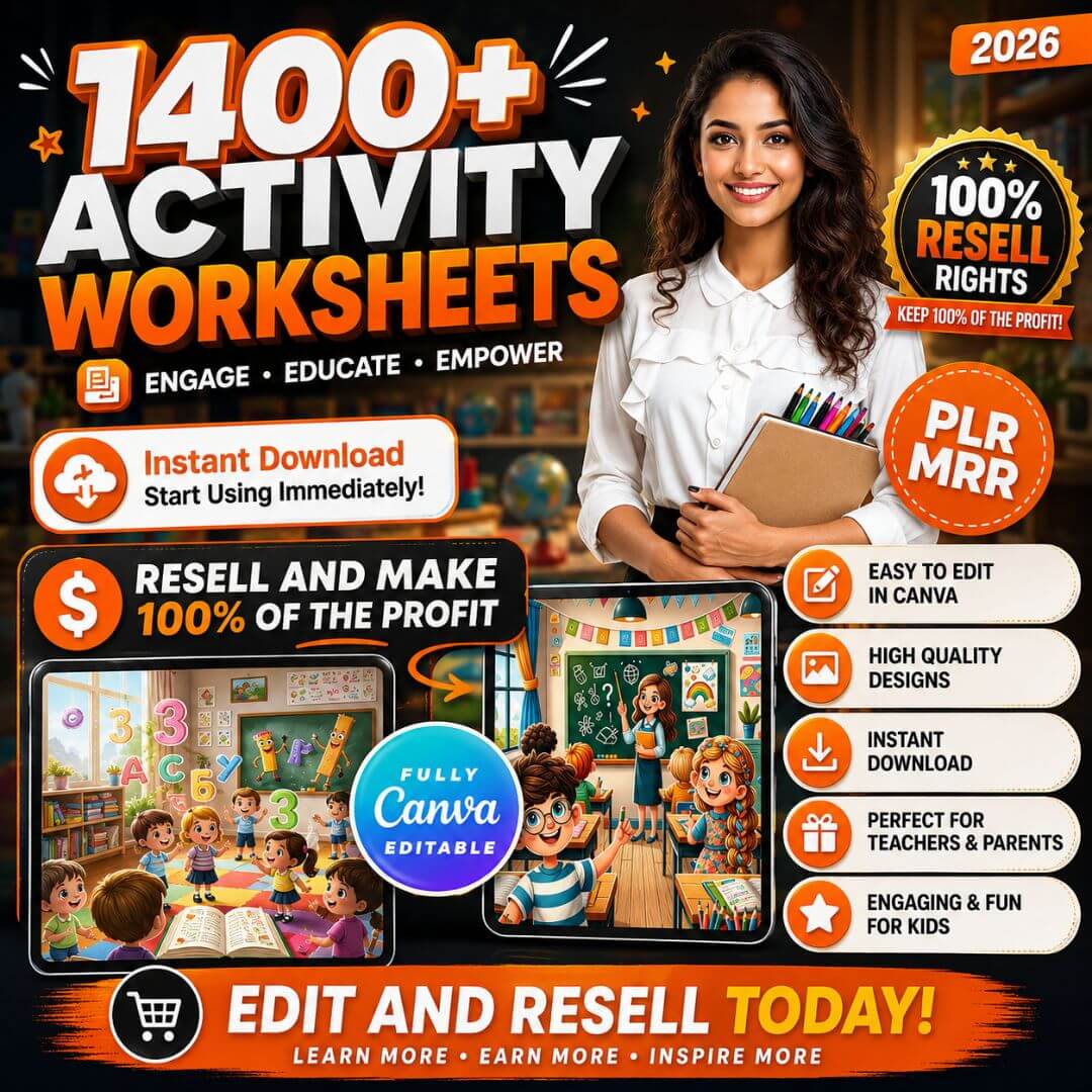 Kids Activity Worksheet Bundle with Resell Rights