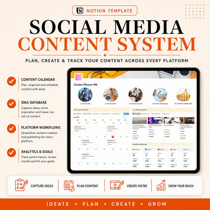 CreatorOS | Notion Social Media Content System dashboard features and benefits