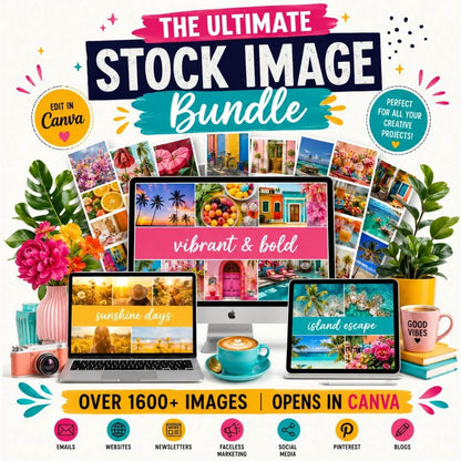 1600+ Stock Images Mega Bundle | 15 Aesthetic Collections + Bonuses (MRR & PLR)