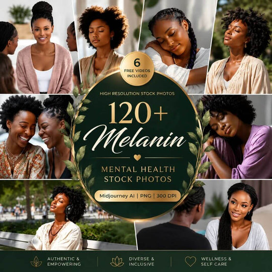 120+ Melanin Mental Health & Wellness Stock Photos Bundle