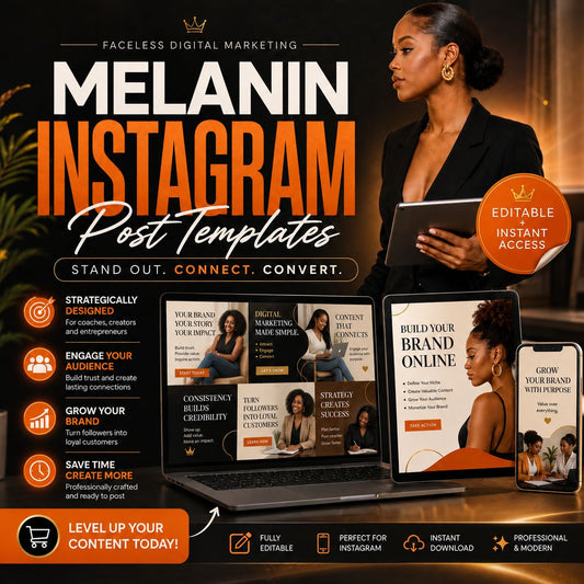 Melanin Instagram Post Templates for Faceless Digital Marketing