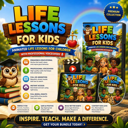 Life Lessons for Kids + Animated Kids Stories & Website (Business-in-a-Box )