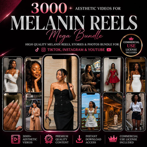 3,000+ Melanin Luxury Content Bank | Faceless Reels for Social Media