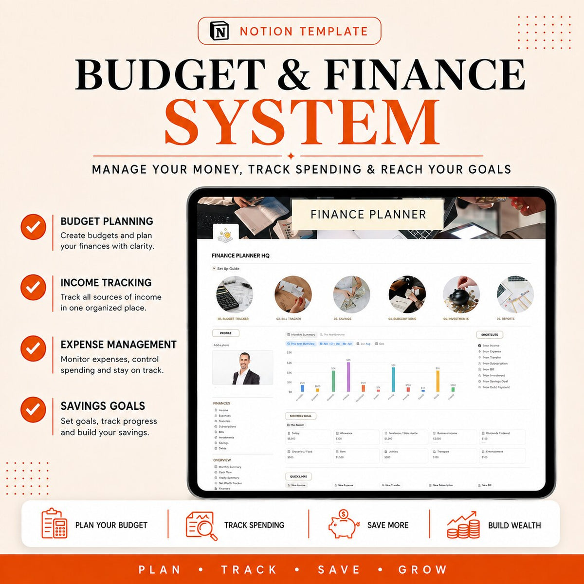 MoneyOS | Notion Budget and Finance System dashboard features and benefits