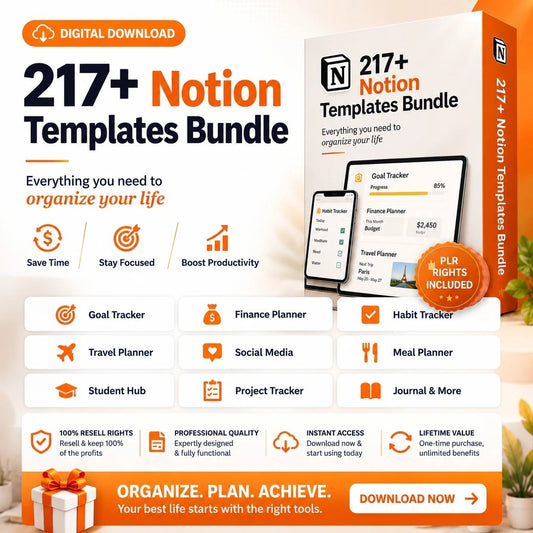 Entire Notion Library: Over 200+ Notion Templates | Resell Rights Included