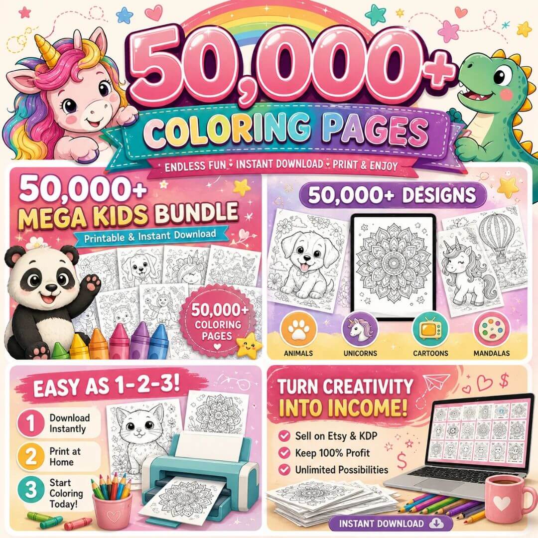 50,000+ Coloring Pages with Resell Rights