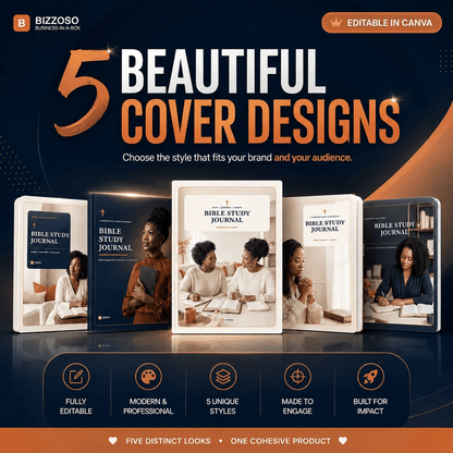 Melanin Bible Study Journal Bundle: 2027 Dated + Undated, Editable & Printable with Resell Rights