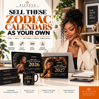 Year 2027 Melanin Zodiac Calendars | Resell Rights Included