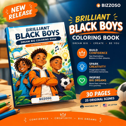 Brilliant Black Boys Coloring Book - Resell Rights Included