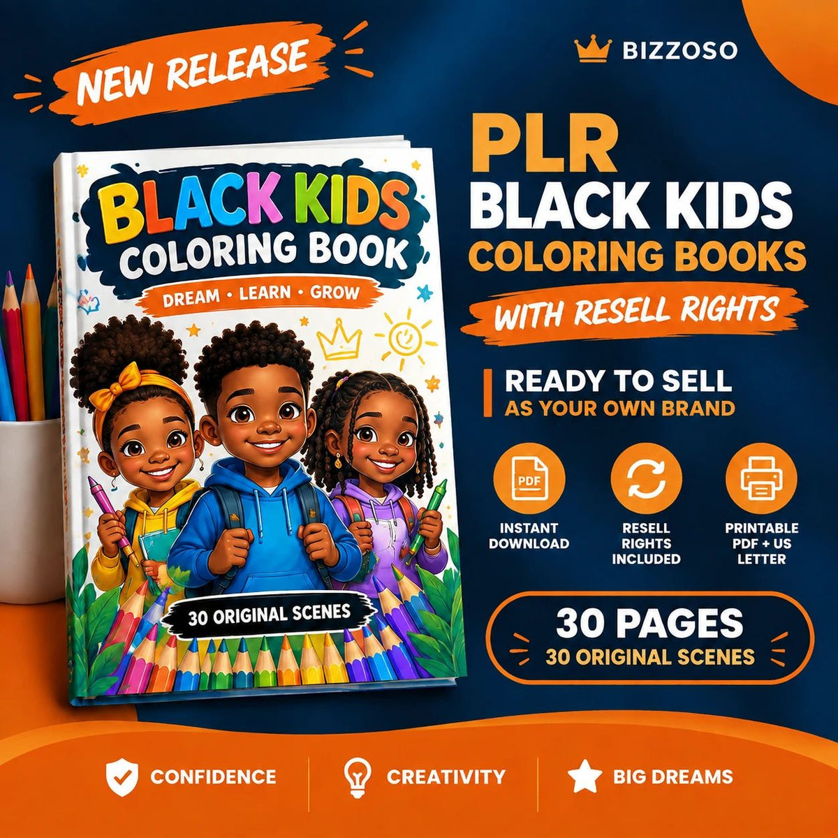 Brilliant Black Boys Coloring Book - Resell Rights Included