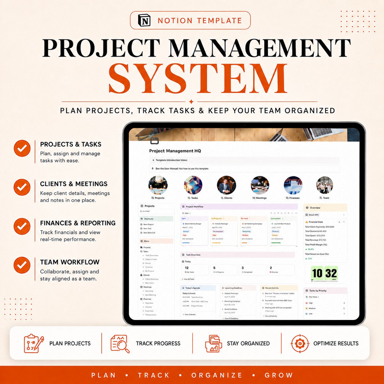 ProjectFlow OS | Notion Project Management System dashboard features and benefits