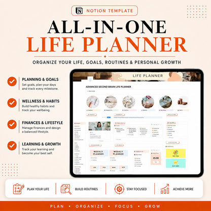 SecondBrain OS | All-in-One Notion Life Planner dashboard features and benefits