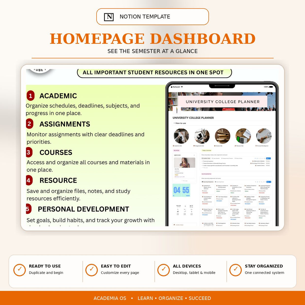 Academia OS Notion university planner product image 4