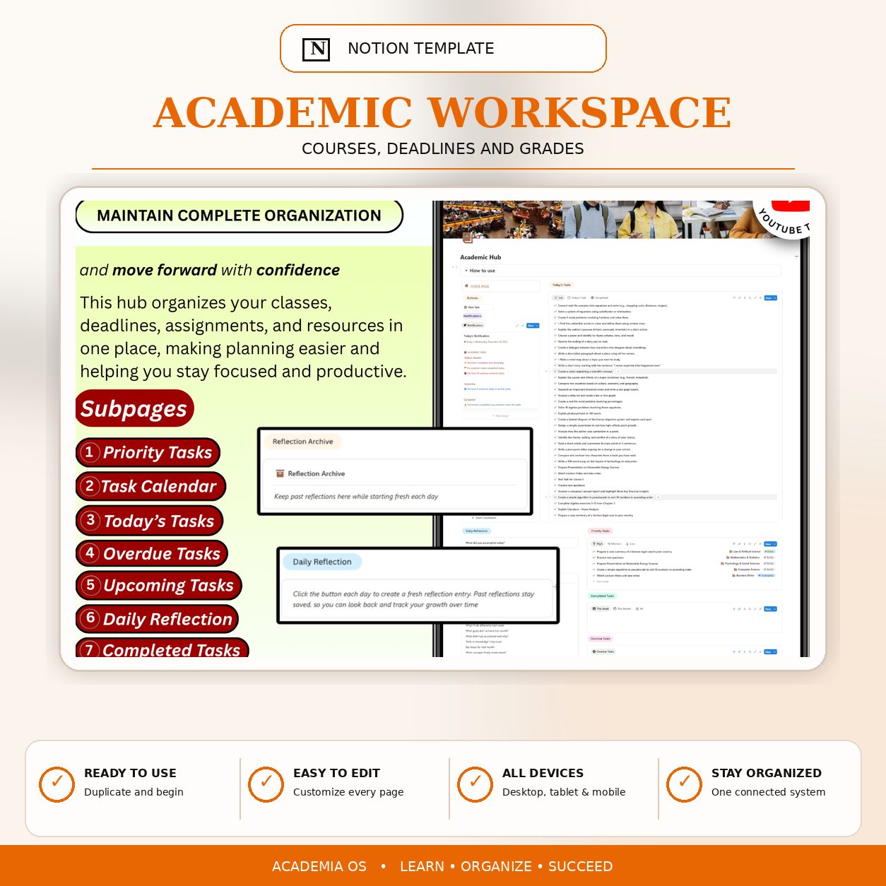 Academia OS Notion university planner product image 6